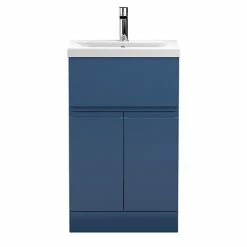 Hudson Reed Urban Satin Blue 500mm Floor Standing 2-Door/Drawer Vanity Unit - URB301A