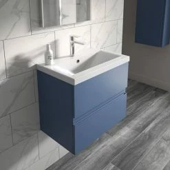 Hudson Reed Urban Satin Blue 500mm Wall Hung 2-Drawer Vanity Unit - URB302A -Hudson Reed Shop URB302A D1 460