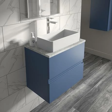 Hudson Reed Urban 600mm Satin Blue Vanity Unit - Wall Hung 2 Drawer Unit with Grey Worktop Hudson Reed Urban 600mm Satin Blue Vanity Unit - Wall Hung 2 Drawer Unit With Grey Worktop -Hudson Reed Shop URB304LBG D1 460