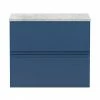 Hudson Reed Urban 600mm Satin Blue Vanity Unit - Wall Hung 2 Drawer Unit With Grey Worktop -Hudson Reed Shop URB304LBG P