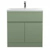 Hudson Reed Urban Satin Green 800mm Floor Standing 2-Door/Drawer Vanity Unit - URB805A