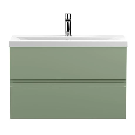 Hudson Reed Urban Satin Green 800mm Wall Hung 2-Drawer Vanity Unit - URB806A Hudson Reed Urban Satin Green 800mm Wall Hung 2-Drawer Vanity Unit - URB806A -Hudson Reed Shop URB806A m