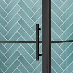 Hudson Reed Matt Black 1400 X 900mm Sliding Door Shower Enclosure + Black Tray -Hudson Reed Shop tBlkhandles 460